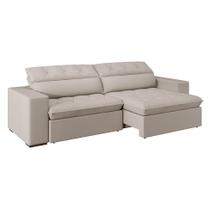Sofá 5 Lugares Retrátil e Reclinável com USB Jazz Molas Suede Marfim 290 cm Sofá 5 Lugares Retrátil e Reclinável com USB Jazz Molas Suede Marfim 290 cm