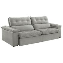 Sofá 5 Lugares Retrátil e Reclinável Jobi Veludo Cinza Prateado 297 cm Sofá 5 Lugares Retrátil e Reclinável Jobi Veludo Cinza Prateado 297 cm