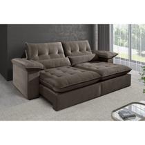 Sofá 5 Lugares Retrátil e Reclinável Mônaco Veludo com Molas Ensacadas
