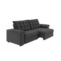 Sofá 5 Lugares Retrátil e Reclinável Palermo Veludo Cinza 290 cm