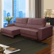 Sofá 5 Lugares Retrátil Reclinável 300 Cm Mola Ensacada Orion Veludo Rosa SóSofá