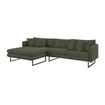 Sofá 5 Lugares Ricco com Chaise Esquerda Linho Verde Sofá 5 Lugares Ricco com Chaise Esquerda Linho Verde