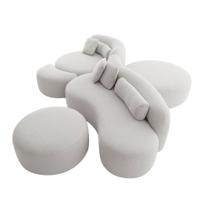 Sofá 5 Lugares Sala Estar Living Orgânico Puffs Alto Padrão