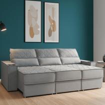 Sofa 6 lugares 290cm retratil e reclinavel Munique Cinza