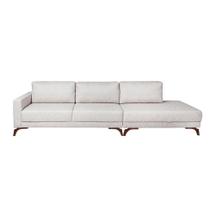 Sofá 6 Lugares com Chaise Direito Henry Veludo Bege