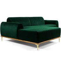 Sofá 6 Lugares com Chaise Esquerdo Para Sala Molino 350cm D02 Veludo Verde Musgo C-303 - Lyam Decor