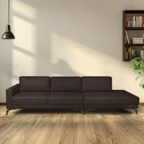 Sofa 6 Lugares Com Chaise Pes Imbuia Henry