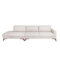Sofá 6 Lugares Henry com Chaise Esquerdo Veludo Bege