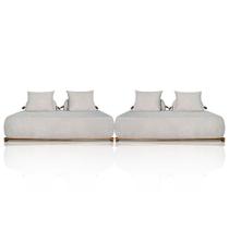 Sofá 6 Lugares Ilha 2 Módulos 220cm Viero S06 Bouclê Bege - Mpozenato