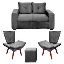 Sofá Abílio Estofados Orquídea 2 lugares + 2 Poltronas + 1 Puff Sofá Abílio Estofados Orquídea 2 lugares + 2 Poltronas + 1 Puff