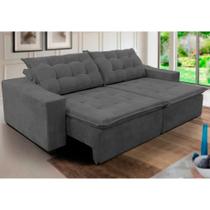 Sofá Amazonas 2,50 metros Retrátil com Molas Suede Veludo Light Cinza - Sofá na Web Sofá Amazonas 2,50 metros Retrátil com Molas Suede Veludo Light Cinza - Sofá na Web