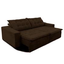 Sofá Amazonas 300 cm Retrátil com Molas Suede Veludo Light Café - Sofá na Web