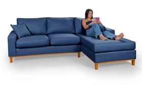 Sofá Amsterdã Living Com Chaise Lado Esquerdo Em Linho