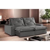 Sofa Ares Retrátil e Reclinável 3 Lugares 1,70m com Molas Ensacadas e Pillow Top Espresso Móveis Cinza