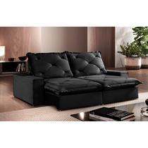 Sofa Ares Retrátil e Reclinável 3 Lugares 1,70m com Molas Ensacadas e Pillow Top Espresso Móveis Preto