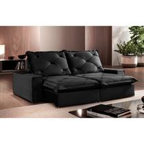 Sofá Ares Retrátil e Reclinável 3 Lugares 200cm com Molas Ensacadas e Pillow Top Espresso Móveis Preto