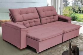 Sofá Arezzo Mola Espiral 2,44 Mts Suede Rosê Sofá Casa