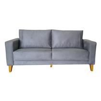 Sofá Argélia Tecido Suede Pé Trapézio Claro 200cm