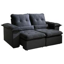 Sofá Arsenal 3 Lugares Retrátil e Reclinável 200cm Tecido Veludo Aifos Cor Preto Sofá Arsenal 3 Lugares Retrátil e Reclinável 200cm Tecido Veludo Aifos Cor Preto