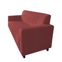 Sofá Asphen 3 Lugares Suede Bordo - Lares Decor