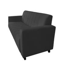 Sofá Asphen 3 Lugares Suede Preto - Lares Decor