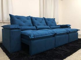 Sofá Athenas 2,70m Retrátil e Reclinável Cor:Azul