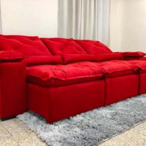 Sofá Athenas Premium Retrátil Reclinável 2,70m Conforto em Veludão