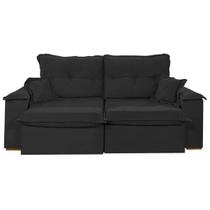 Sofá Atlanta 4 Lugares Retrátil e Reclinável 230cm Tecido Veludo União Cor Preto