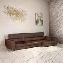 Sofá Aurora Estilo Moderno 3 Lug 2,65 Com Chaise Pés Em Aço