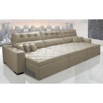 Sofá Austin 3,22m Retrátil, Reclinável com Molas no Assento e Almofadas, Tecido Suede Bege Sofá Austin 3,22m Retrátil, Reclinável com Molas no Assento e Almofadas, Tecido Suede Bege