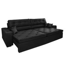Sofá Austin Plus 2,02 m Retrátil com Molas Veludo Light Preto - Sofá na Web