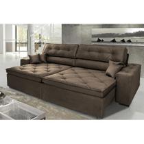 Sofá Austin Plus 262cm Retrátil com Molas Café - WS - WS ESTOFADOS