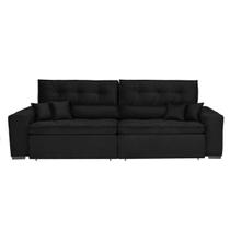 Sofá Austin Plus 3,02 m Retrátil com Molas Veludo Light Preto - Sofá na Web Sofá Austin Plus 3,02 m Retrátil com Molas Veludo Light Preto - Sofá na Web