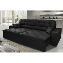 Sofá Austin Plus 302cm Retrátil com Molas - Preto