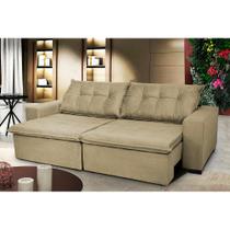 Sofá Austrália. 2,12 Mts Retrátil, Reclinável Com Molas e Pillow no Assento Tecido Suede