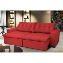 Sofá Austrália 2,12 Mts Retrátil, Reclinável Com Molas e Pillow no Assento Tecido Suede Vermelho- Cama InBox