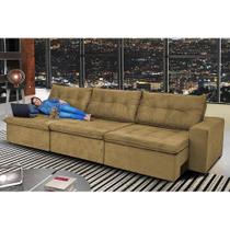Sofá Austrália. 4,12 Mts Retrátil, Reclinável Com Molas e Pillow no Assento Tecido Suede