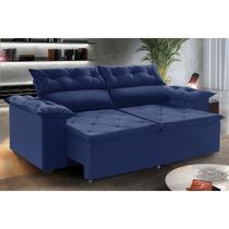 Sofá Azul Compact 150 cm com Molas Espirais Azul Retrátil e Reclinável - WS ESTOFADOS