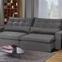 Sofá Bahia Modular 6 Lugares 290cm com Molas Retrátil e Reclinável Yescasa Cinza Sofá Bahia Modular 6 Lugares 290cm com Molas Retrátil e Reclinável Yescasa Cinza