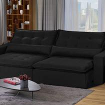 Sofá Bahia Modular 6 Lugares 290cm com Molas Retrátil e Reclinável Yescasa Preto Sofá Bahia Modular 6 Lugares 290cm com Molas Retrátil e Reclinável Yescasa Preto