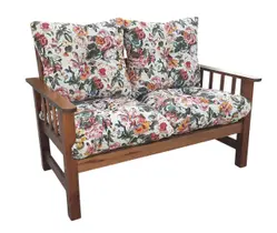 Sofá Banco Namoradeira Colinial Cancún 2 Lugares de Madeira Banco Super Resistente Estofado Color Tons de Rosa