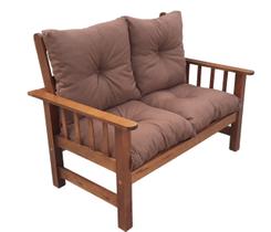 Sofá Banco Namoradeira Colinial Cancún 2 Lugares de Madeira Banco Super Resistente Estofado Marrom Sofá Banco Namoradeira Colinial Cancún 2 Lugares de Madeira Banco Super Resistente Estofado Marrom