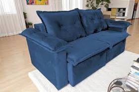 sofa barcelona 2,10 retratil/reclinavel sued azul assentos em molas enscadas sofa barcelona 2,10 retratil/reclinavel sued azul assentos em molas enscadas
