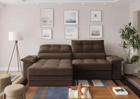 Sofá Bariloche 2,40m (L) com Carregador USB Retrátil e Reclinável