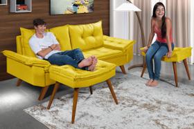 Sofa Bariloche 3 Lugares com duas Banquetas Marrom Essencial Estofados