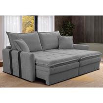 Sofá Baú Sem Caixa Retrátil 1,80m SoftGel Bonnie Boucle Cinza Claro Cama inBox Sofá Baú Sem Caixa Retrátil 1,80m SoftGel Bonnie Boucle Cinza Claro Cama inBox