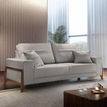 Sofa Bellagio Tamanho 2,20cm 4 Lugares com Almofadas Linho Cinza Claro
