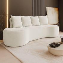 Sofá Benin 3 Lugares Orgânico 210CM Bege Linho com Almofadas D'Rossi Sofá Benin 3 Lugares Orgânico 210CM Bege Linho com Almofadas D'Rossi
