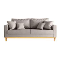 Sofá Beny 3 Lugares 180cm Base de Madeira Linho Sofá Beny 3 Lugares 180cm Base de Madeira Linho