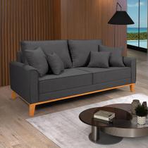 Sofá Beny 3 Lugares 1,80m Linho Sala Base de Madeira Fixo